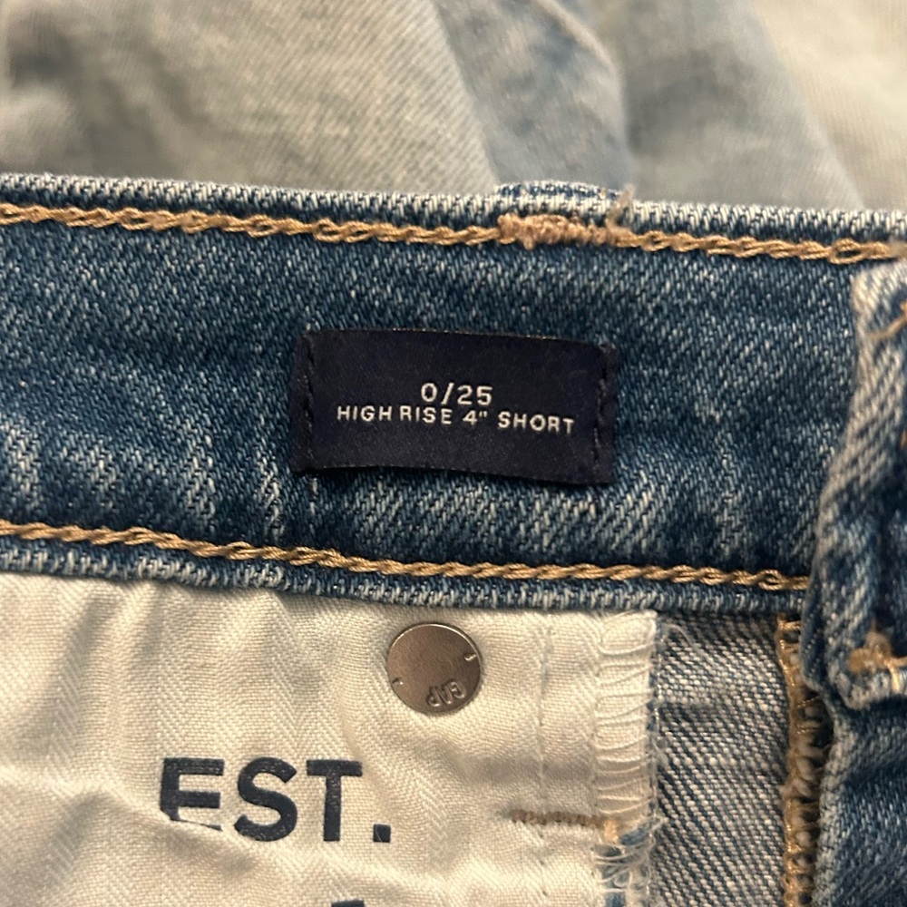 GAP Blue Jean Shorts Distressed Mid-Thigh - Picture 3 of 6